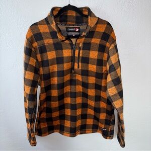 Canada Weather gear Men's Orange and Black Plaid lightweight warm jacket sz XL